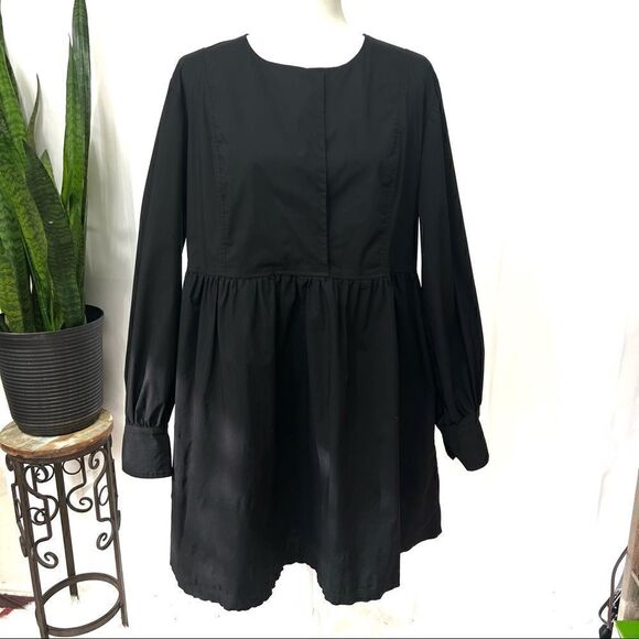BILLIE The Label NWT XLarge Alexa Poplin Mini Dress Black Long sleeve - Picture 12 of 12